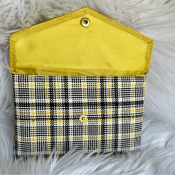 IPSY | BRAND NEW | Brown Yellow Plaid Clutch Envelope Glam Bag (BAG ONLY) - Picture 5 of 9